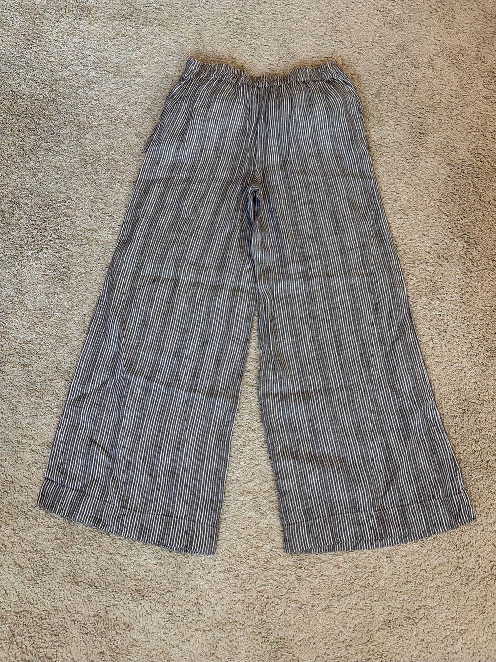 Anthropologie 9-H15 STCL Brown White Striped 100% Linen Wide Leg Pants Size XS P - Picture 8 of 8